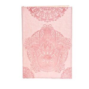 Hamsa Protector of the Evil Eye Pink Leather Bound Journal | New